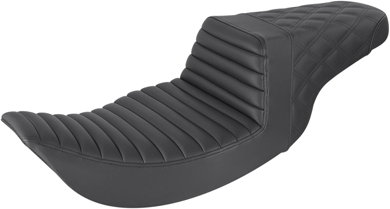 SADDLEMEN Step-Up Seat - Front Tuck-n-Roll/Rear Lattice Stitch - Black 897-06-176