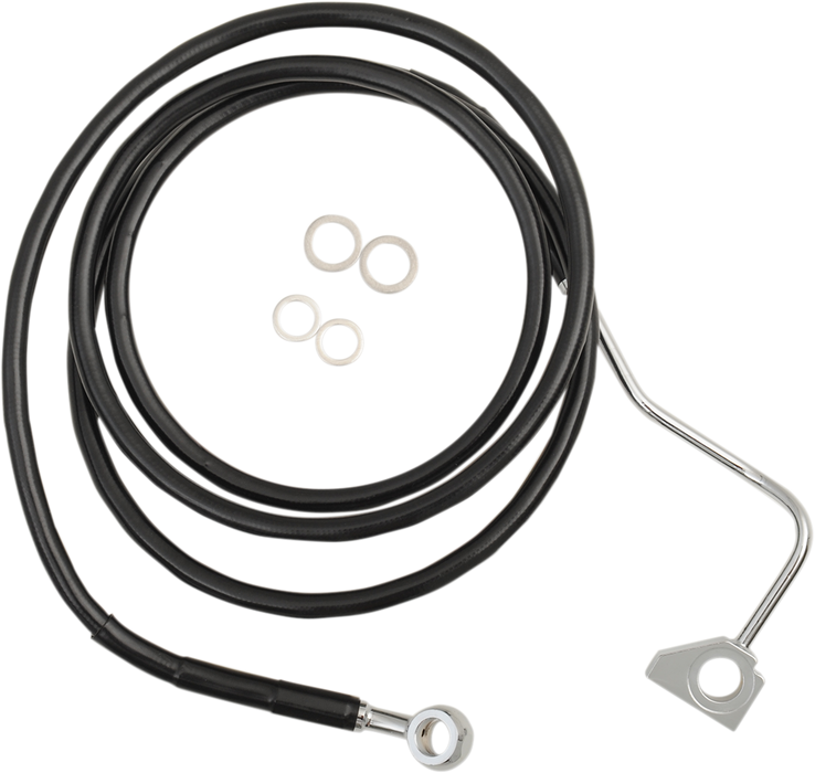 DRAG SPECIALTIES Brake Line - Front - Black - +8" with ABS 614220-8BLK