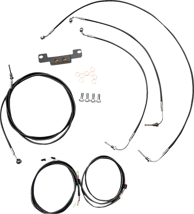 LA CHOPPERS Cable Kit - Stock Ape Hanger Handlebars - ABS - Black LA-8056KT3-08B