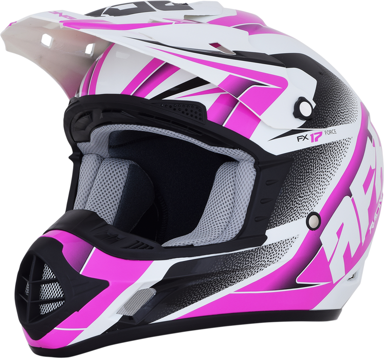 AFX FX-17 Motorcycle Helmet - Force - Pearl White/Fuchsia - Large 0110-5258
