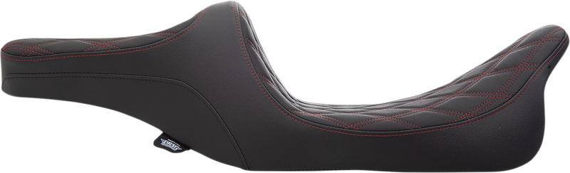 DRAG SPECIALTIES Predator III 2-Up Seat - Double Diamond - Red Thread FIT 99-07 FLHR,06-07 FLHX 0801-1310