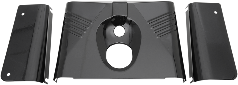 DRAG SPECIALTIES 3-Piece Fork Tins - Gloss Black - Ribbed - '86-'17 FLST 74156B