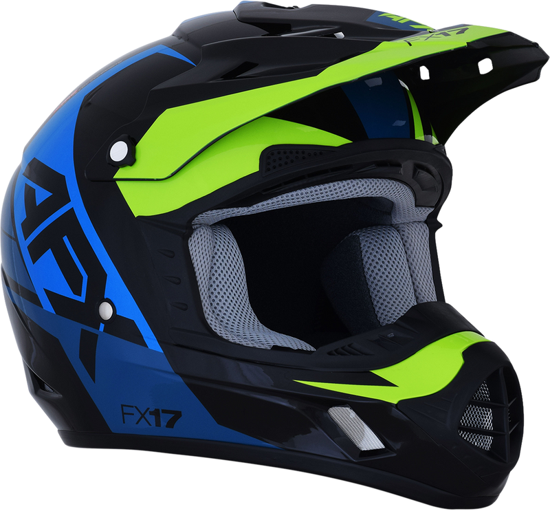 AFX FX-17 Motorcycle Helmet - Aced - Blue/Lime - Medium 0110-6500