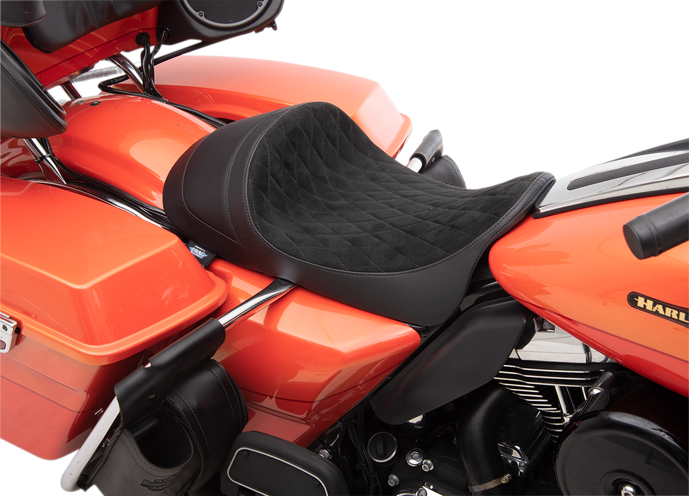 DRAG SPECIALTIES Forward Low Solo Seat - Diamond - Suede - FL '08-'22 0801-1255