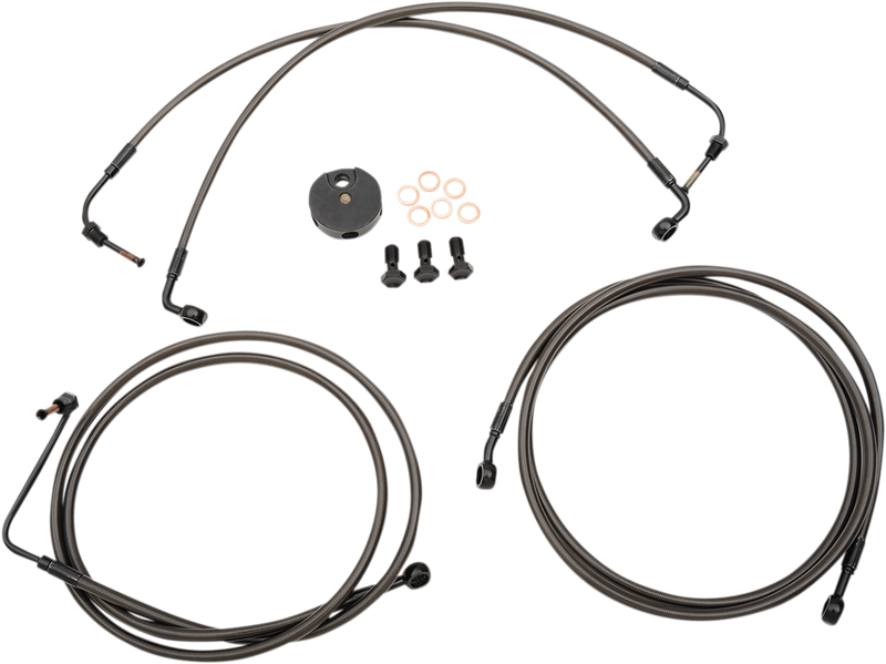 LA CHOPPERS Brake Lines - 12" - 14" Ape Hanger Handlebars - Midnight LA-8051B13M