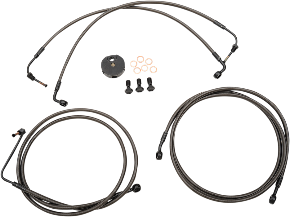 LA CHOPPERS Brake Lines - 18" - 20" Ape Hanger Handlebars - Midnight LA-8051B19M