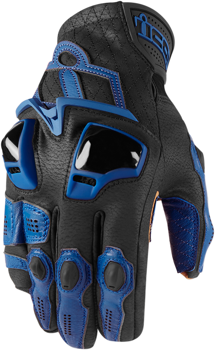 ICON Hypersport™ Short Motorcycle Leather Gloves - Blue - Small 3301-3539