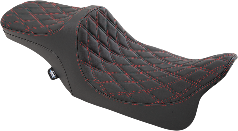 DRAG SPECIALTIES Predator III 2-Up Seat - Double Diamond - Red Thread FIT 99-07 FLHR,06-07 FLHX 0801-1310