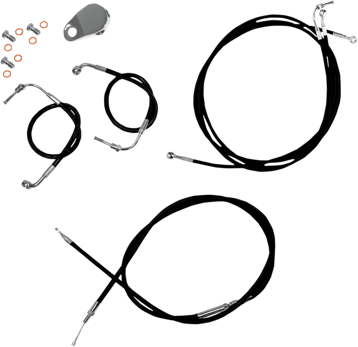 LA CHOPPERS Handlebar Cable/Brake Line Kit - 12" - 14" Ape Hanger Handlebars - Black Vinyl LA-8050KT-13B