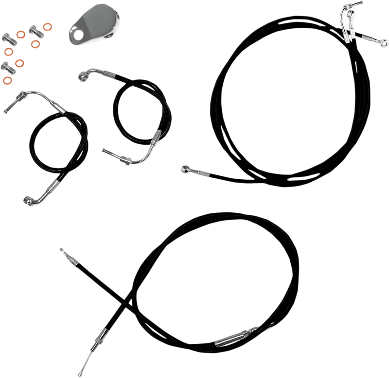 LA CHOPPERS Handlebar Cable/Brake Line Kit - 18" - 20" Ape Hanger Handlebars - Black Vinyl LA-8050KT-19B