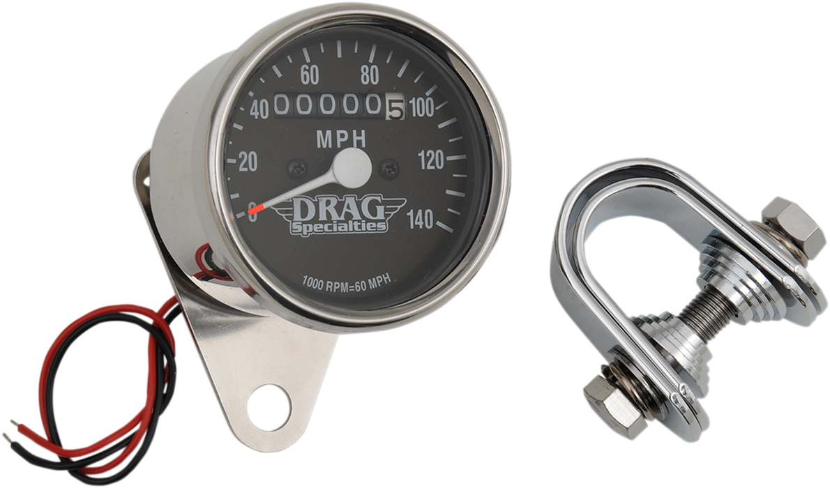 DRAG SPECIALTIES 2.4" MPH Mini LED Mechanical Speedometer/Indicators - Chrome Housing - Black Face - 1:1 21-6804DS1-BX15