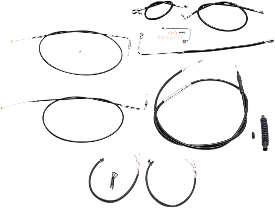 LA CHOPPERS Handlebar Cable/Brake Line Kit - Complete - 12" - 14" Ape Hanger Handlebars - Black Vinyl LA-8151KT2A-13B