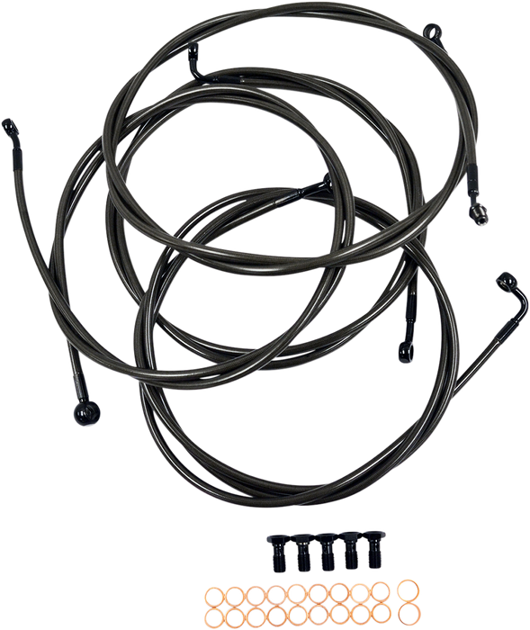 LA CHOPPERS Handlebar Cable/Brake Line Kit - 18" - 20" Ape Hanger Handlebars - Midnight LA-8052KT-19M