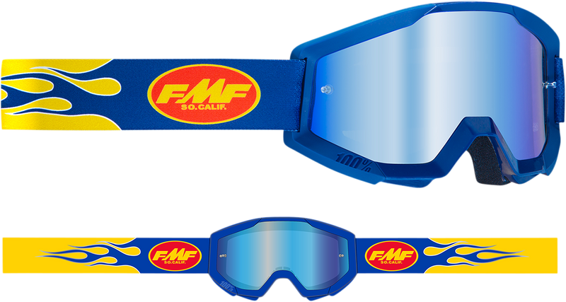 FMF PowerCore Goggles - Flame - Navy - Blue Mirror F-50051-00007 2601-3008