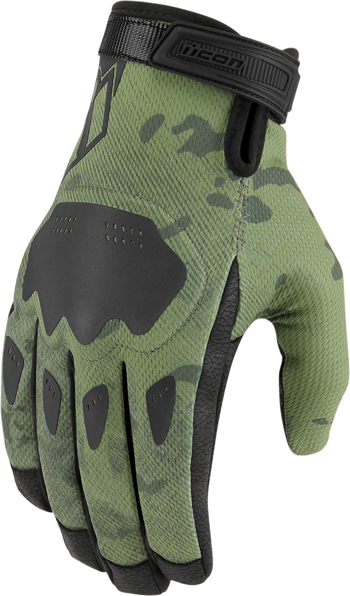 ICON Hooligan™ CE Motorcycle Gloves - Green Camo - 3XL 3301-4407