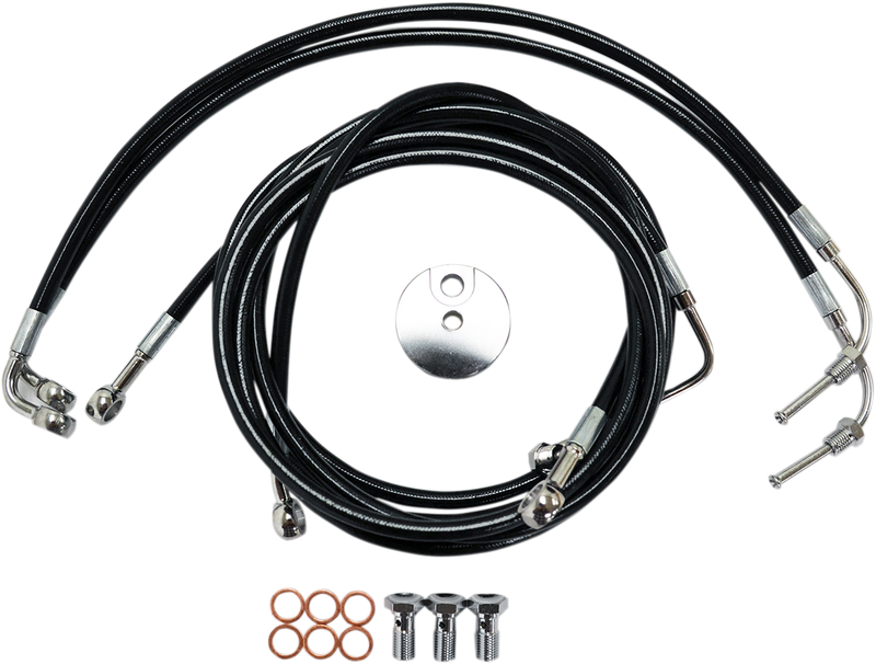 LA CHOPPERS Brake Line - 12" - 14" Ape Hanger Handlebars - Black LA-8051B13B