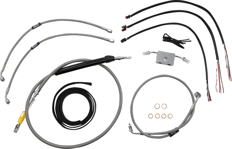 LA CHOPPERS Handlebar Cable/Brake Line Kit- Quick Connect - Complete - 15" - 17" Ape Hangers - Stainless LA-8157KT2-16