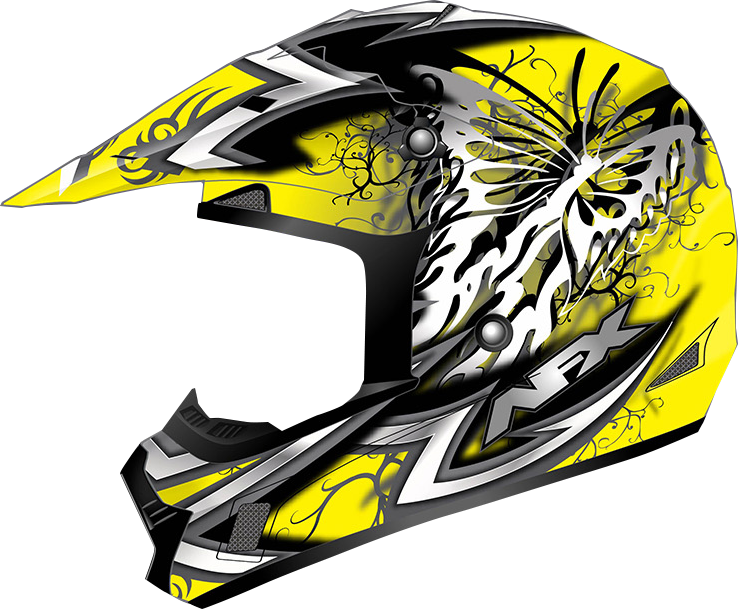 AFX FX-17 Motorcycle Helmet - Butterfly - Matte Yellow - Small 0110-7132
