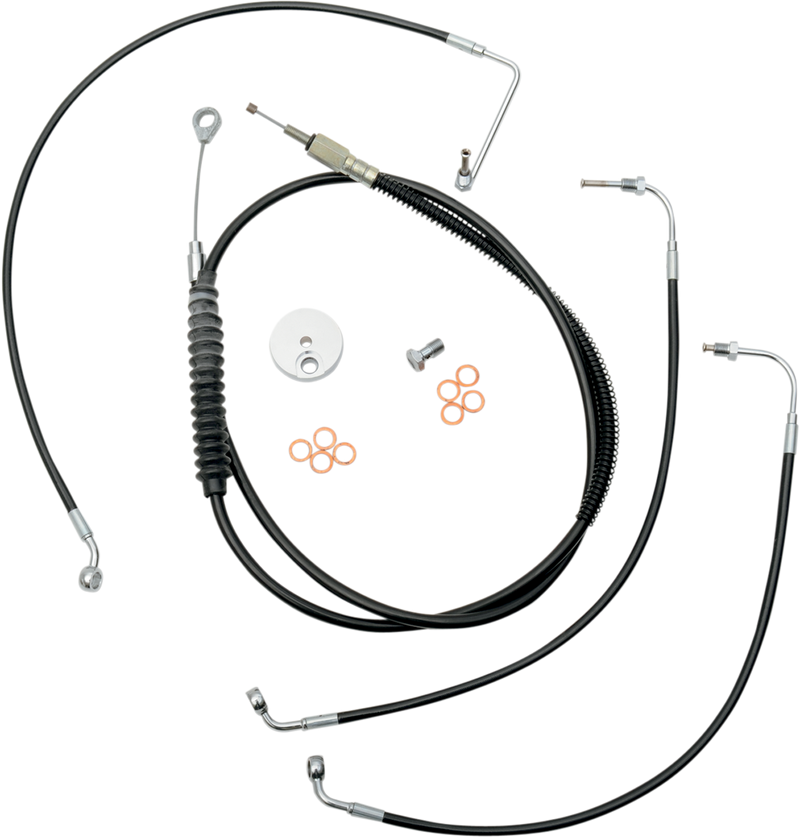 LA CHOPPERS Handlebar Cable/Brake Line Kit - 15" - 17" Ape Hanger Handlebars - Black Vinyl LA-8011KT-16B