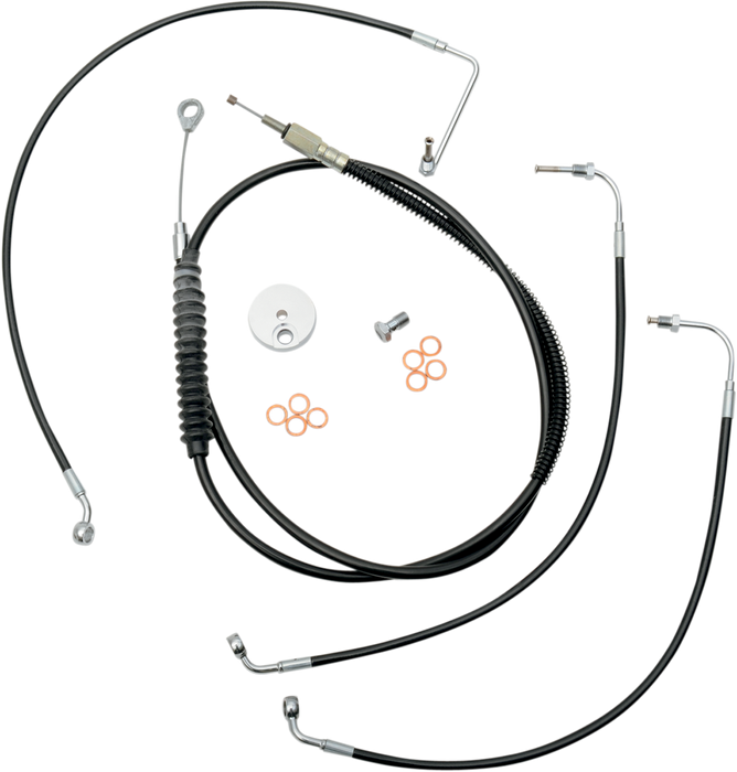 LA CHOPPERS Handlebar Cable/Brake Line Kit - 18" - 20" Ape Hanger Handlebars - Black Vinyl LA-8010KT-19B