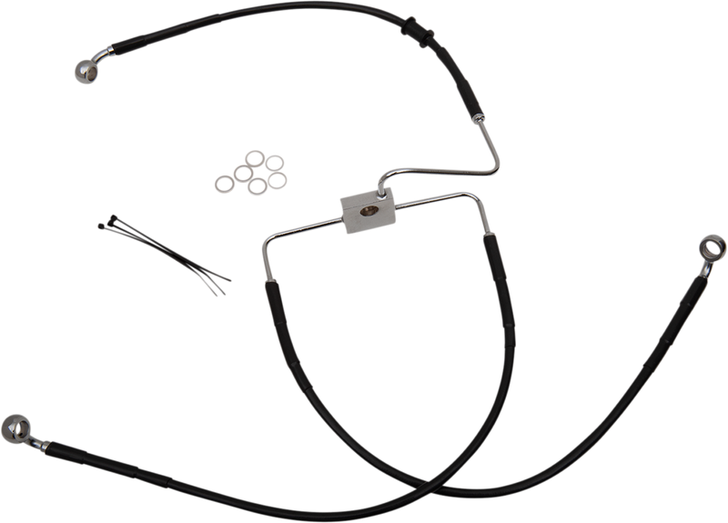 DRAG SPECIALTIES Brake Line - Front (Upper) - Black 618566-BLK