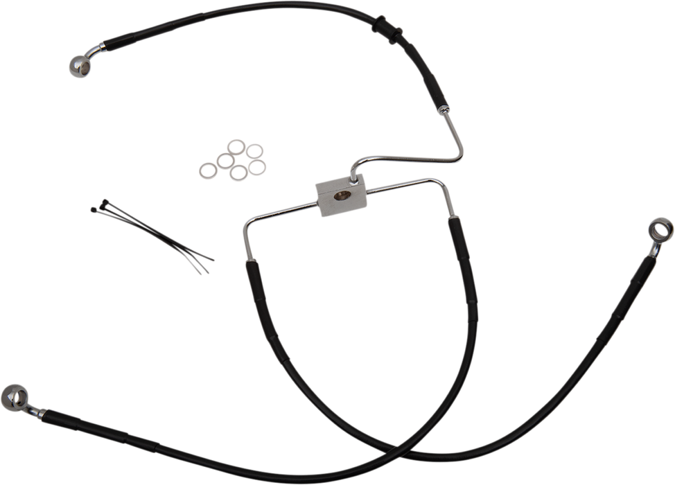 DRAG SPECIALTIES Brake Line - Front (Upper) - Black 618566-BLK