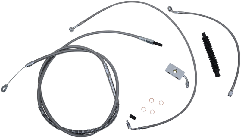 LA CHOPPERS Handlebar Cable/Brake Line Kit - 12" - 14" Ape Hanger Handlebars - Stainless Steel LA-8152KT-13