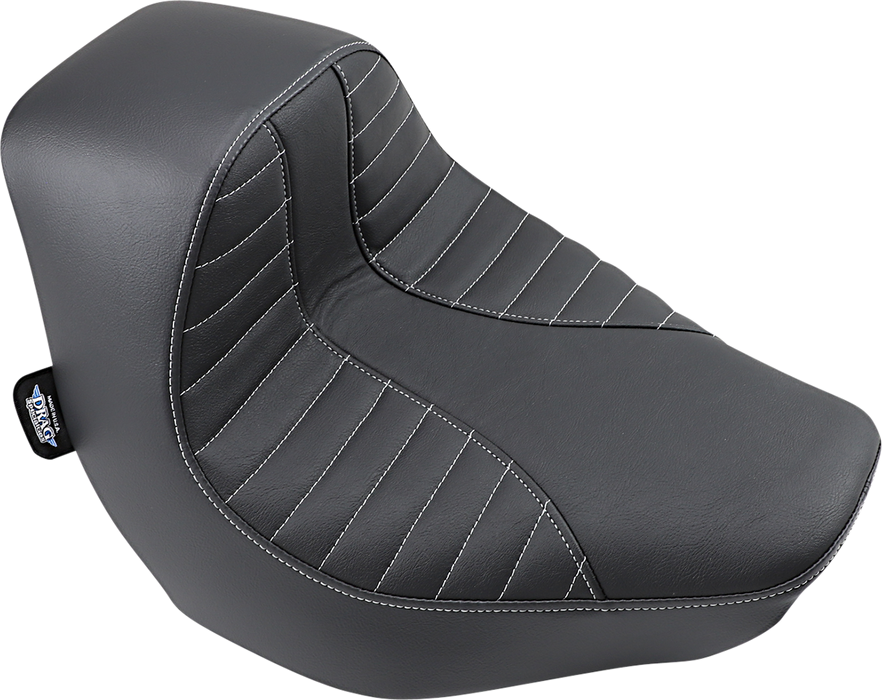 DRAG SPECIALTIES EZ-Solo Seat - Scorpion Stitch - Silver Thread - Vinyl - FXBR/S ACT EZ-ON MOUNT STYLE 0802-1273