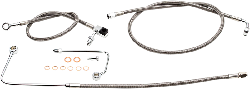 LA CHOPPERS Brake Lines - 12" - 14" Ape Hanger Handlebars - Stainless Steel LA-8151B13