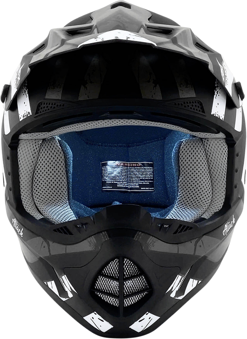 AFX FX-17 Motorcycle Helmet - Attack - Matte Black/Silver - XL 0110-7146