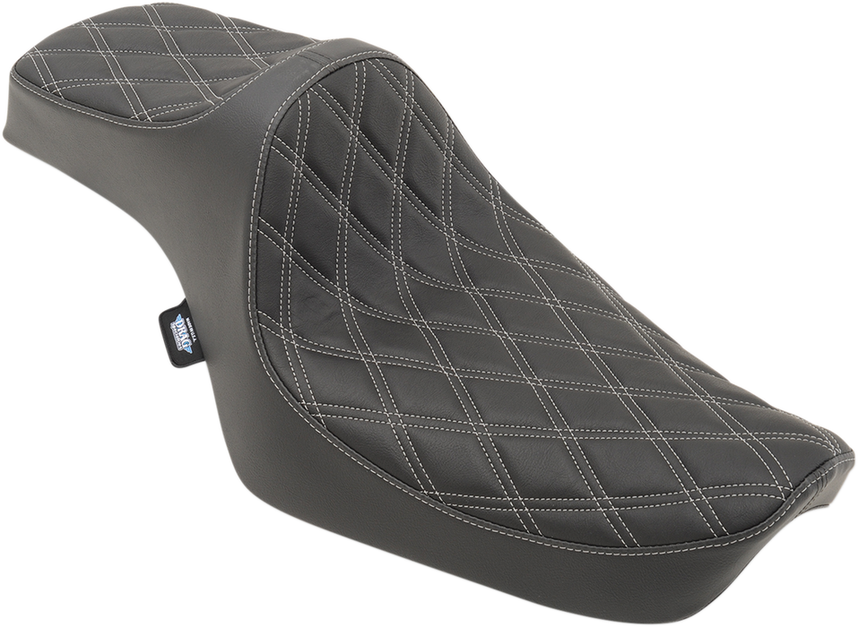 DRAG SPECIALTIES Predator III Seat - Double Diamond - Silver Stitching NO RUBBER BUMPERS 0804-0733