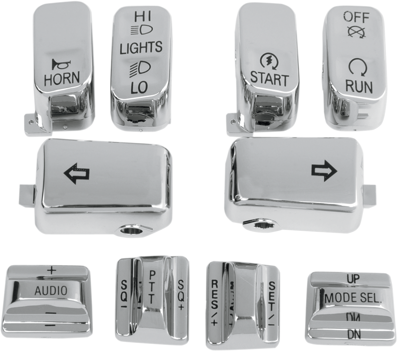 DRAG SPECIALTIES Switch Caps - Audio/Cruise - Chrome H18-033700-C