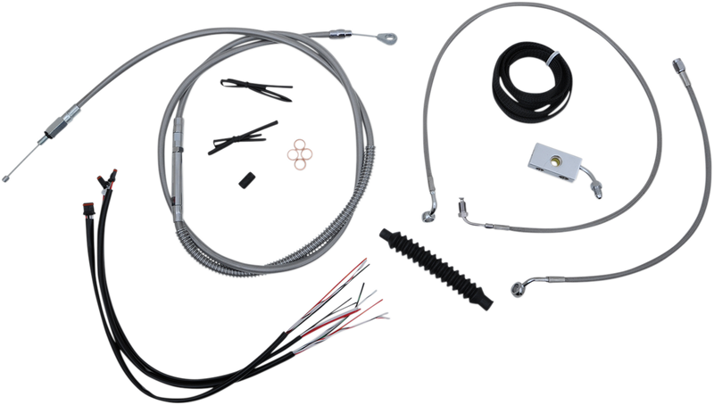 LA CHOPPERS Handlebar Cable/Brake Line Kit - Complete - 12" - 14" Ape Hanger Handlebars - Stainless LA-8152KT2-13