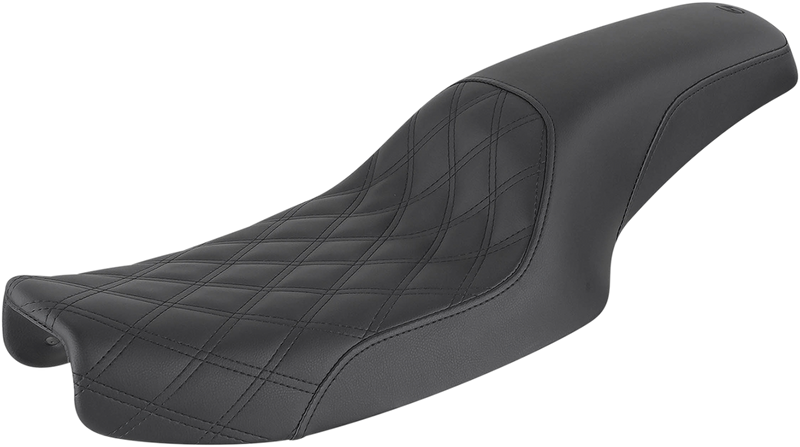 SADDLEMEN Profiler Seat - Front Lattice/Rear Smooth - Black - Dyna 891-04-149