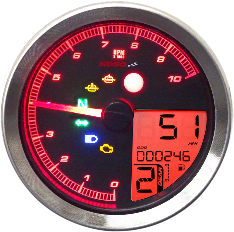 KOSO NORTH AMERICA TNT-04 Multi-Function Meter - Silver Bezel - 3.30" Diameter x 2.19" D BA051401