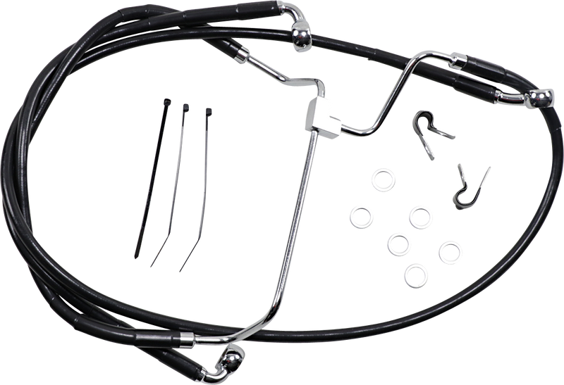 DRAG SPECIALTIES Brake Line - Front - Black - +10" 614085-10BLK