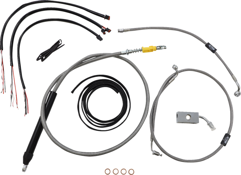 LA CHOPPERS Handlebar Cable/Brake Line Kit- Quick Connect - Complete - 18" - 20" Ape Hangers - Stainless LA-8155KT2-19