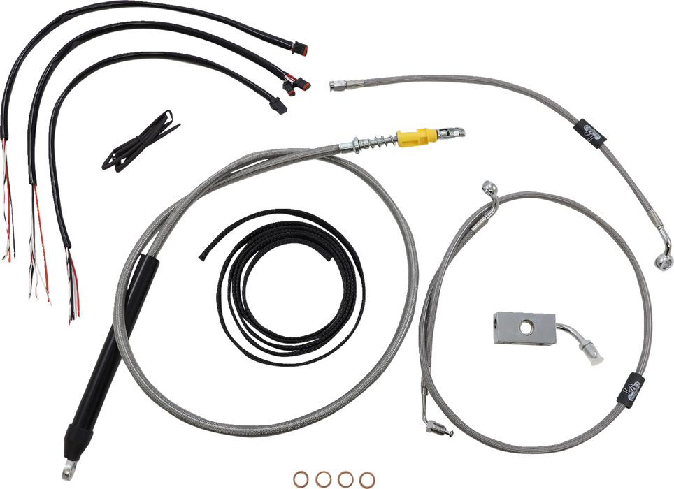 LA CHOPPERS Handlebar Cable/Brake Line Kit- Quick Connect - Complete - 18" - 20" Ape Hangers - Stainless LA-8155KT2-19