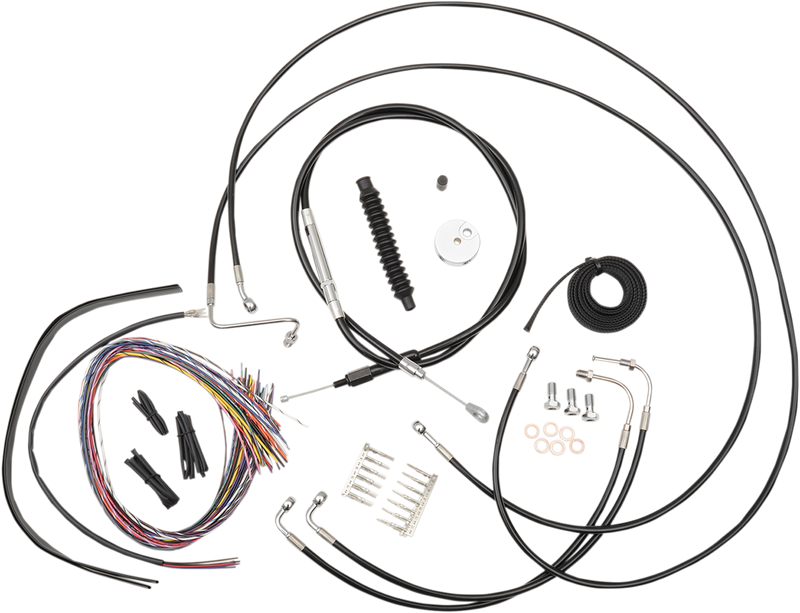 LA CHOPPERS Handlebar Cable/Brake Line Kit - Complete - 18" - 20" Ape Hanger Handlebars - Black Vinyl LA-8050KT2-19B