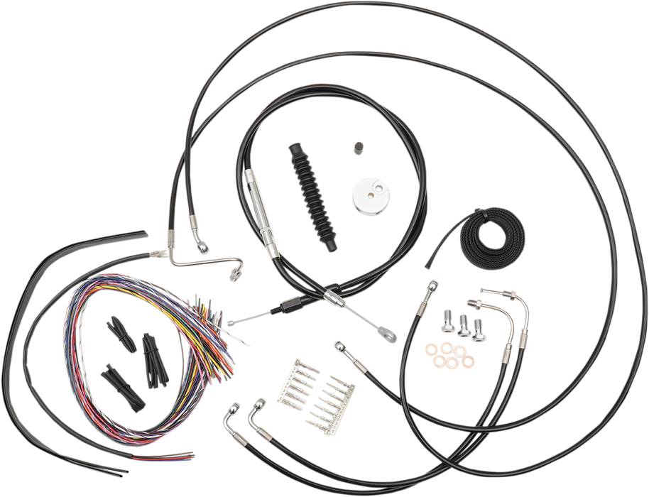LA CHOPPERS Handlebar Cable/Brake Line Kit - Complete - 15" - 17" Ape Hanger Handlebars - Black Vinyl LA-8051KT2-16B