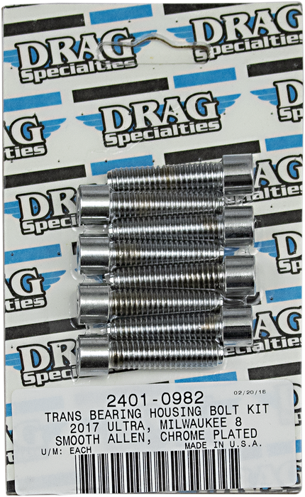 DRAG SPECIALTIES Transmission Bearing Smooth Bolt Kit - Chrome - M8 MK783S