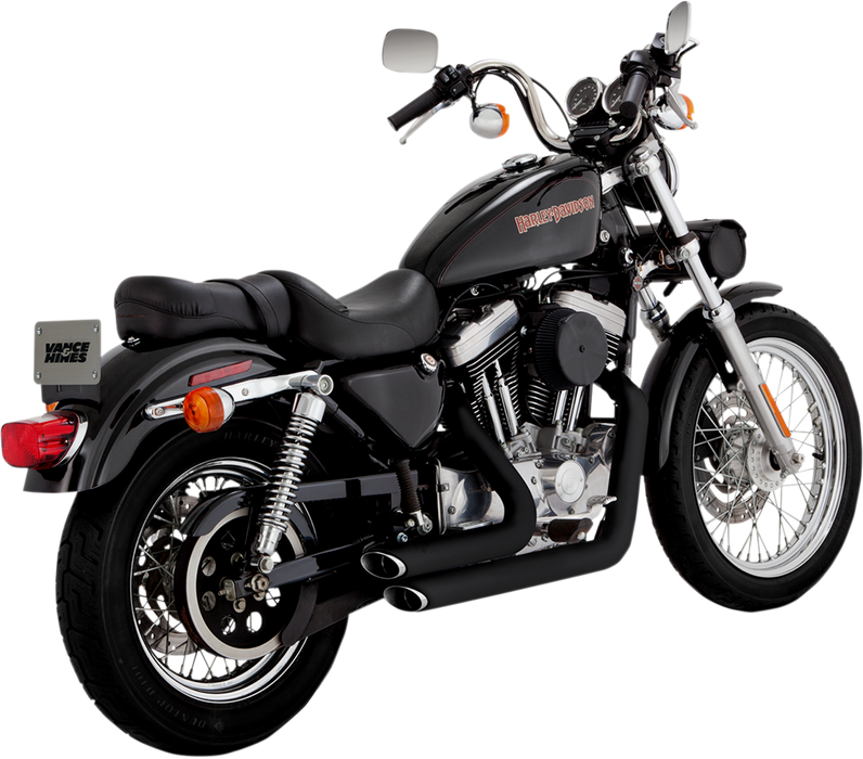 Vance & Hines Exhaust for Harley Davidson Sportster 1999-2003, Black Staggered Exhaust 47223