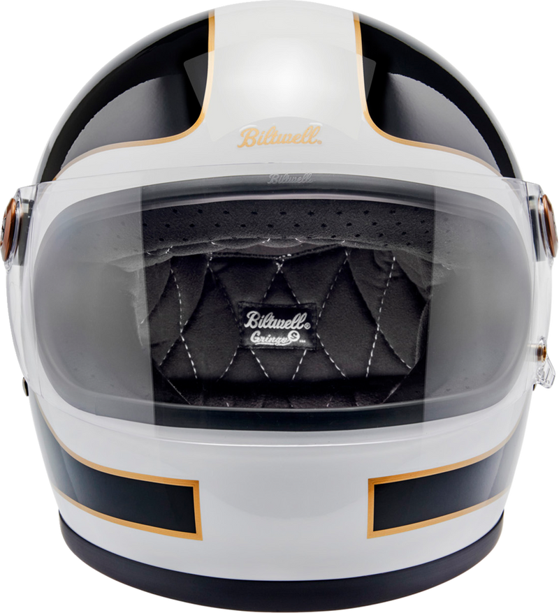 BILTWELL Gringo S Helmet - Gloss White/Black Tracker - Large 1003-566-504