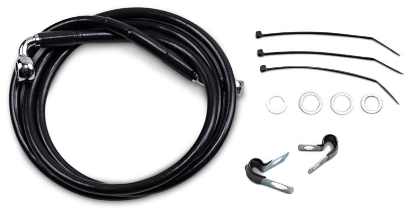 DRAG SPECIALTIES Brake Line - Front - Black - +10" - FXD '00-'05 640112-10BLK