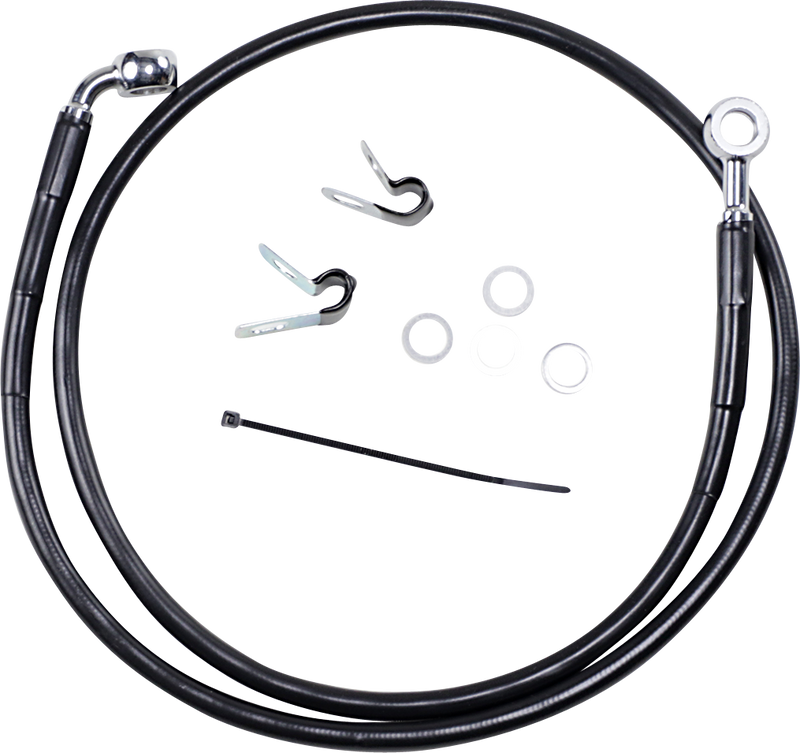 DRAG SPECIALTIES Brake Line - Front - Black - +4" - '04-'10 XL 660313-4BLK