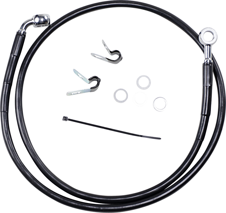 DRAG SPECIALTIES Brake Line - Front - Black - +4" - '04-'10 XL 660313-4BLK