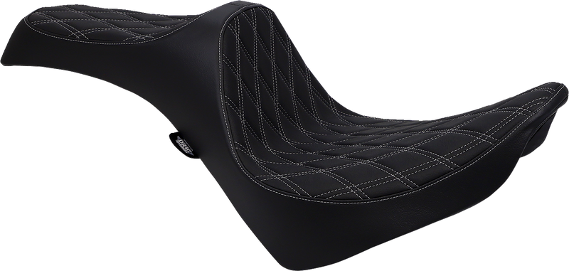 DRAG SPECIALTIES Predator III Seat - Double Diamond - Silver Stitching - FL/FX '18-'22 0802-1146