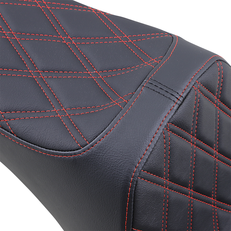 DRAG SPECIALTIES Predator III Seat - Double Diamond - Black w /Red Stitching - Softail '06-'17 8021440