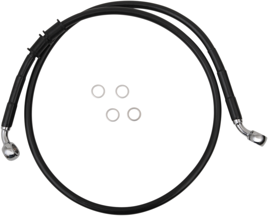 DRAG SPECIALTIES Brake Line - Front - +4" - Black - XL 614760-4BLK