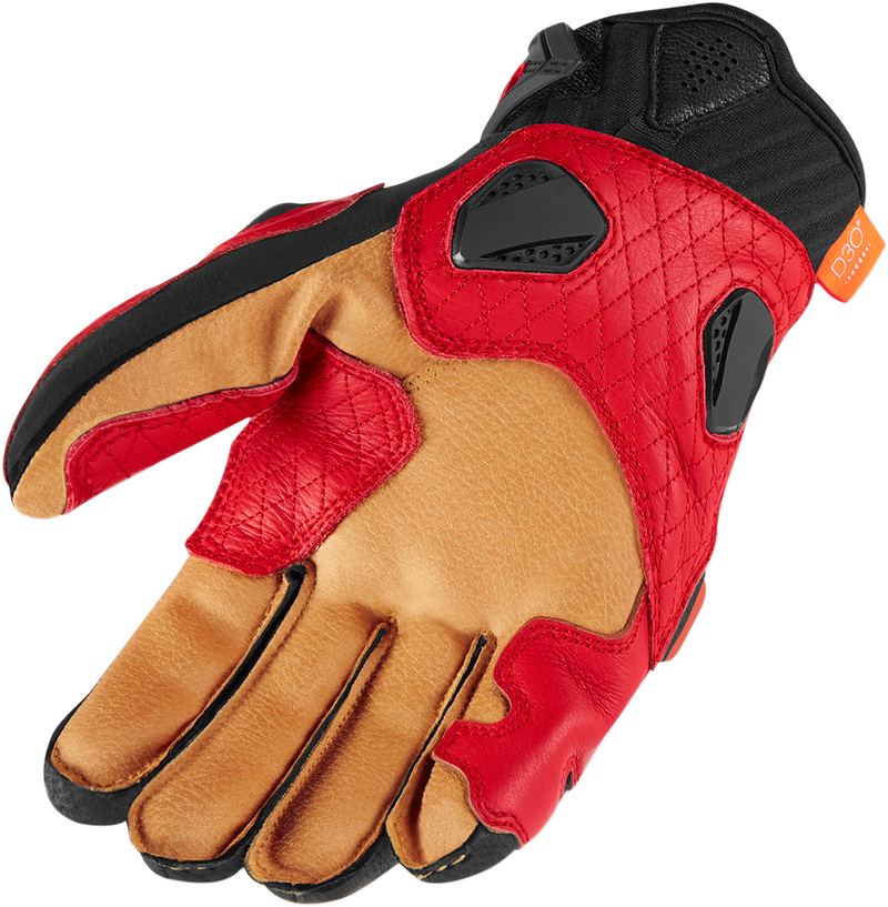 ICON Hypersport™ Short Motorcycle Leather Gloves - Red - 2XL 3301-3549